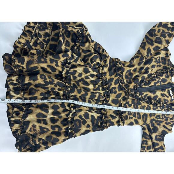 Mable Size Small Leopard Print Mini Dress Ruffle Tiered Skirt Animal Flirty - Picture 8 of 9